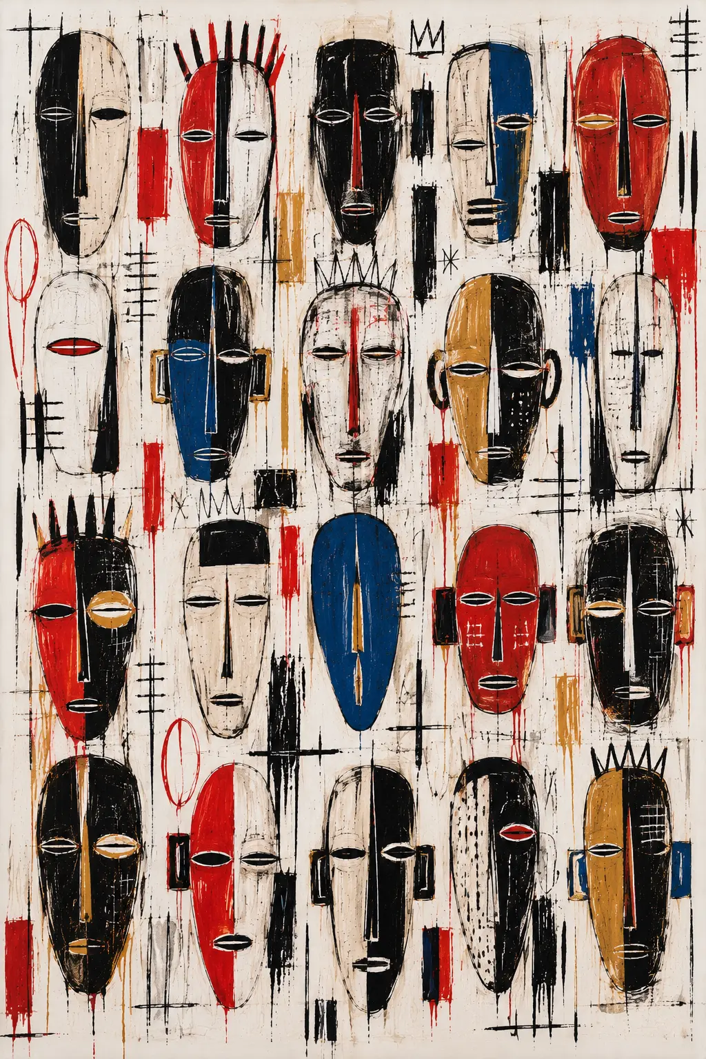 Mask Chorus, artwork by The Artworks Gallery